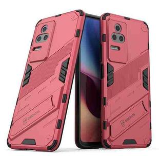 For Xiaomi Redmi K50 Pro Punk Armor 2 in 1 PC + TPU Shockproof Phone Case with Holder(Rose Red)