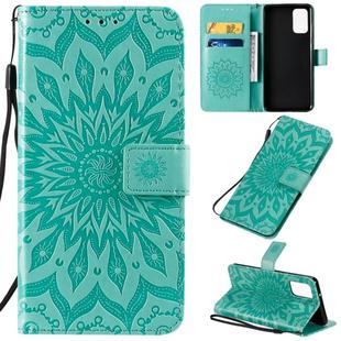 For Galaxy S20+ Sun Print Horizontal Flip Protective Case with Holder & Card Slots & Wallet(Green)