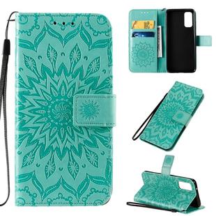 For Galaxy S20 Sun Print Horizontal Flip Protective Case with Holder & Card Slots & Wallet(Green)
