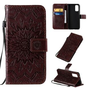 For Galaxy S20 Sun Print Horizontal Flip Protective Case with Holder & Card Slots & Wallet(Brown)