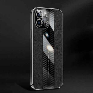 Racing Car Design Leather Electroplating Process Anti-fingerprint Protective Phone Case For iPhone 12 Pro Max(Black)