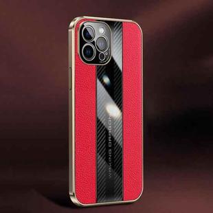 Racing Car Design Leather Electroplating Process Anti-fingerprint Protective Phone Case For iPhone 12 Pro Max(Red)