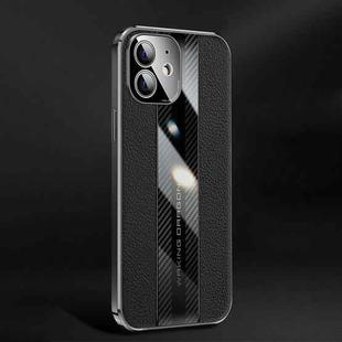 Racing Car Design Leather Electroplating Process Anti-fingerprint Protective Phone Case For iPhone 12(Black)