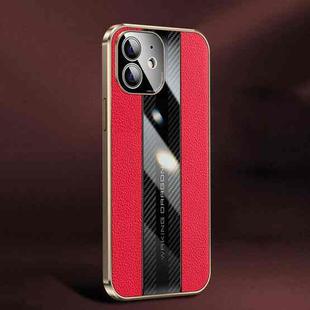 Racing Car Design Leather Electroplating Process Anti-fingerprint Protective Phone Case For iPhone 12(Red)