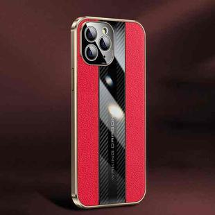 Racing Car Design Leather Electroplating Process Anti-fingerprint Protective Phone Case For iPhone 11 Pro(Red)
