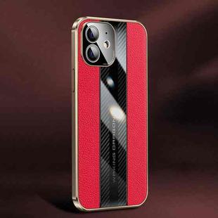 Racing Car Design Leather Electroplating Process Anti-fingerprint Protective Phone Case For iPhone 11(Red)