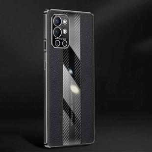 For OnePlus 9R Racing Car Design Leather Electroplating Process Anti-fingerprint Protective Phone Case(Black)