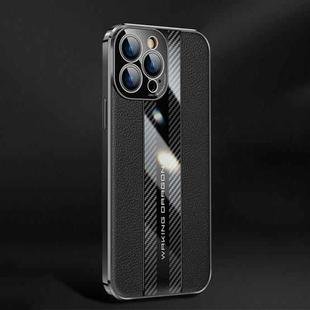 Racing Car Design Leather Electroplating Process Anti-fingerprint Protective Phone Case For iPhone 13 Pro Max(Black)