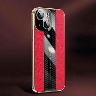 Racing Car Design Leather Electroplating Process Anti-fingerprint Protective Phone Case For iPhone 13(Red)