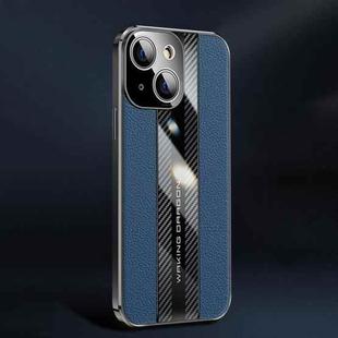 Racing Car Design Leather Electroplating Process Anti-fingerprint Protective Phone Case For iPhone 13 mini(Blue)