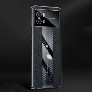 For vivo iQOO 9 Racing Car Design Leather Electroplating Process Anti-fingerprint Phone Case(Black)