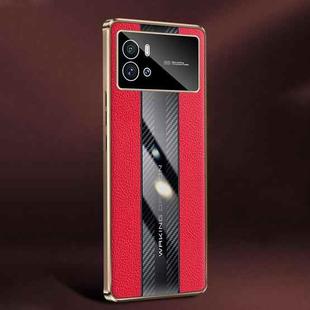 For vivo iQOO 9 Racing Car Design Leather Electroplating Process Anti-fingerprint Phone Case(Red)