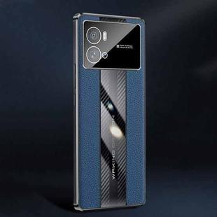 For vivo iQOO 9 Pro Racing Car Design Leather Electroplating Process Anti-fingerprint Phone Case(Blue)