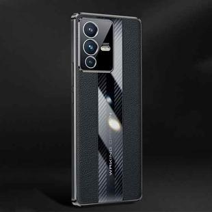 For vivo S12 Racing Car Design Leather Electroplating Process Anti-fingerprint Phone Case(Black)