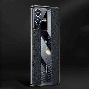 For vivo S12 Pro Racing Car Design Leather Electroplating Process Anti-fingerprint Phone Case(Black)