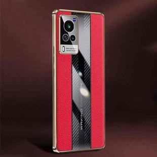 For vivo X60 Racing Car Design Leather Electroplating Process Anti-fingerprint Phone Case(Red)