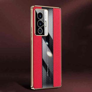 For vivo X70 Racing Car Design Leather Electroplating Process Anti-fingerprint Phone Case(Red)