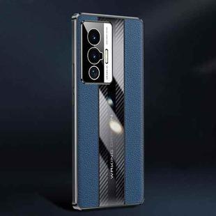 For vivo X70 Racing Car Design Leather Electroplating Process Anti-fingerprint Phone Case(Blue)
