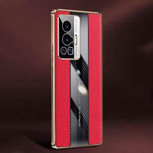 For vivo X70 Pro Racing Car Design Leather Electroplating Process Anti-fingerprint Phone Case(Red)
