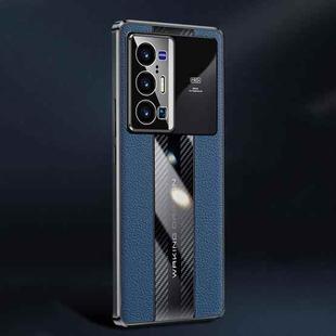 For vivo X70 Pro+ Racing Car Design Leather Electroplating Process Anti-fingerprint Phone Case(Blue)