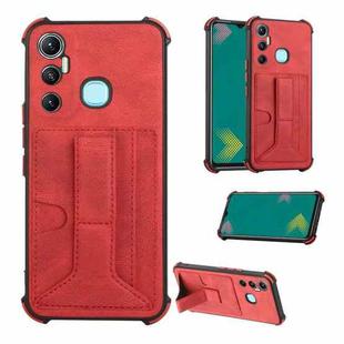 For Infinix Hot 11 Dream Holder Card Bag Shockproof Phone Case(Red)