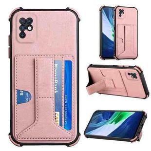 For Infinix Note 10 Dream Holder Card Bag Shockproof Phone Case(Rose Gold)