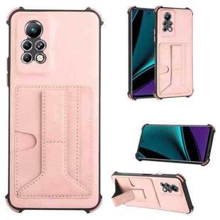 For Infinix Note 11 Pro Dream Holder Card Bag Shockproof Phone Case(Rose Gold)