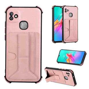 For Infinix Smart HD 2021 X612 Dream Holder Card Bag Shockproof Phone Case(Rose Gold)