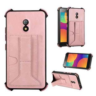 For Itel A16 Dream Holder Card Bag Shockproof Phone Case(Rose Gold)