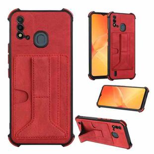 For Itel P37 Dream Holder Card Bag Shockproof Phone Case(Red)