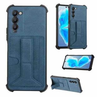 For Tecno Camon 18 Dream Holder Card Bag Shockproof Phone Case(Blue)