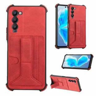 For Tecno Camon 18 Dream Holder Card Bag Shockproof Phone Case(Red)