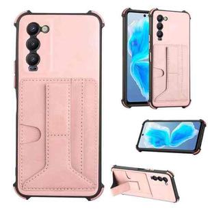 For Tecno Camon 18 Dream Holder Card Bag Shockproof Phone Case(Rose Gold)