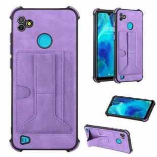 For Tecno Pop 5P Dream Holder Card Bag Shockproof Phone Case(Purple)