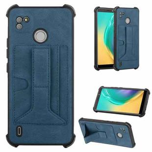 For Tecno Pop 4 Air Dream Holder Card Bag Shockproof Phone Case(Blue)