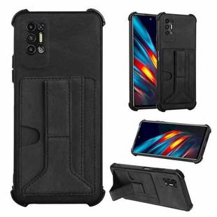For Tecno Pova 2 Dream Holder Card Bag Shockproof Phone Case(Black)