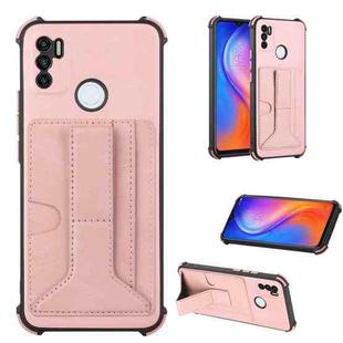 For Tecno Spark 5 Air / Spark 6 Air Dream Holder Card Bag Shockproof Phone Case(Rose Gold)