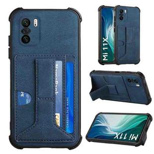 For Xiaomi Redmi K40 / Mi 11i / Poco F3 Dream Holder Card Bag Shockproof Phone Case(Blue)