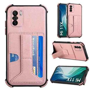 For Xiaomi Redmi K40 / Mi 11i / Poco F3 Dream Holder Card Bag Shockproof Phone Case(Rose Gold)