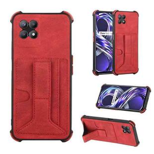 For OPPO Realme 8i Dream Holder Card Bag Shockproof Phone Case(Red)