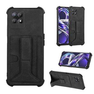For OPPO Realme 8i Dream Holder Card Bag Shockproof Phone Case(Black)
