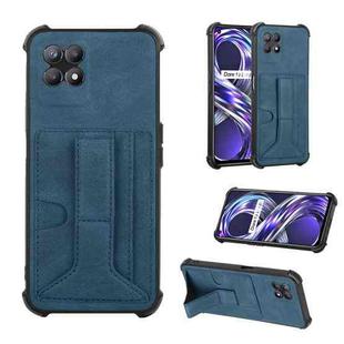 For OPPO Realme 8i Dream Holder Card Bag Shockproof Phone Case(Blue)