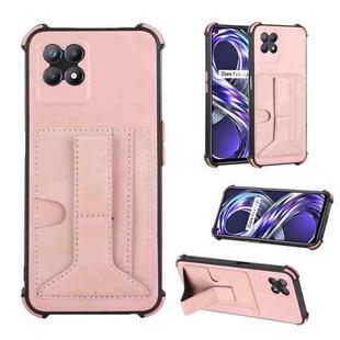 For OPPO Realme 8i Dream Holder Card Bag Shockproof Phone Case(Rose Gold)