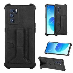 For OPPO Reno6 Pro 5G Dream Holder Card Bag Shockproof Phone Case(Black)