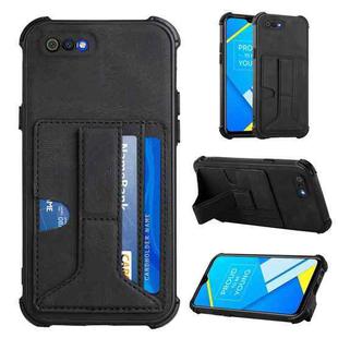 For OPPO Realme C2 Dream Holder Card Bag Shockproof Phone Case(Black)