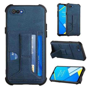 For OPPO Realme C2 Dream Holder Card Bag Shockproof Phone Case(Blue)