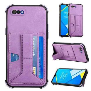 For OPPO Realme C2 Dream Holder Card Bag Shockproof Phone Case(Purple)