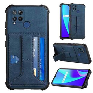 For OPPO Realme C15 Dream Holder Card Bag Shockproof Phone Case(Blue)