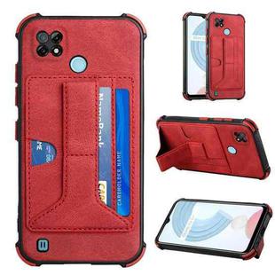 For OPPO Realme C21 Dream Holder Card Bag Shockproof Phone Case(Red)