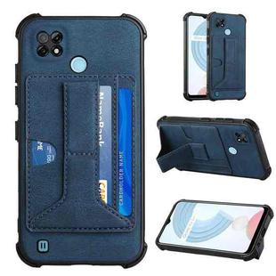 For OPPO Realme C21 Dream Holder Card Bag Shockproof Phone Case(Blue)